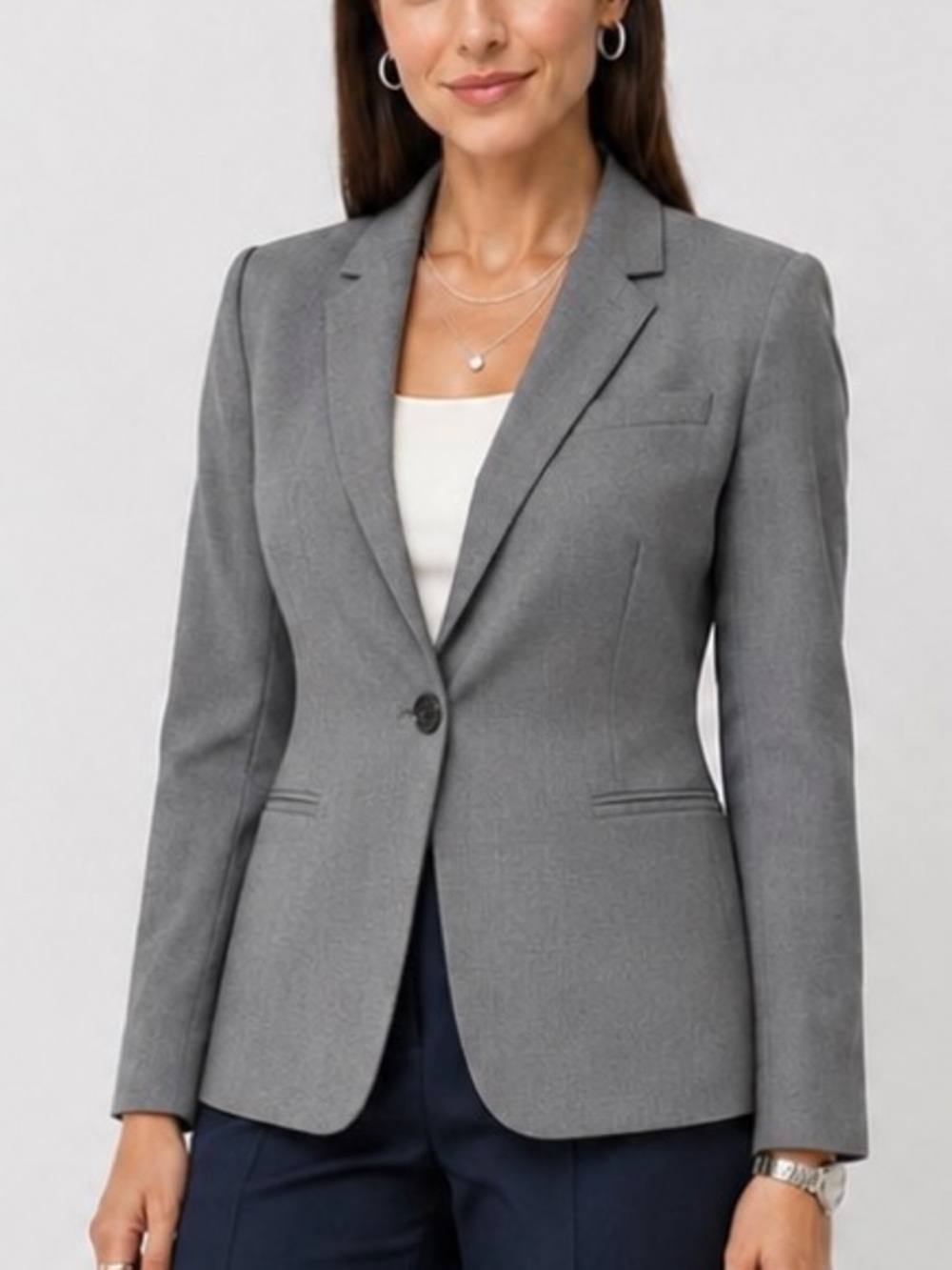 The Limited One Button Blazer Jacket Gray Stretch Size 6 Career Workwear
